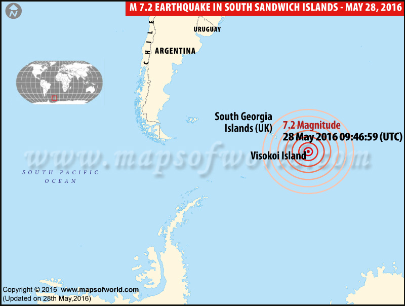 7.2-magnitude Earthquake hits South Sandwich Islands